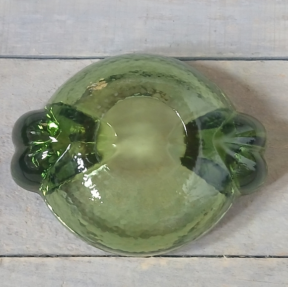 Vintage MCM Atomic Orb Ashtray Textured Glass Avocado Green Ashtray Bowl - Picture 8 of 12